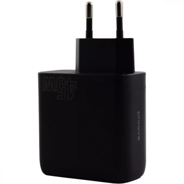 Сетевое зарядное устройство Proove Silicone Power 45W USB-C/USB-A, Black (WCSP45110001)