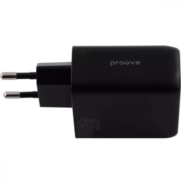 Сетевое зарядное устройство Proove Silicone Power 45W USB-C/USB-A, Black (WCSP45110001)