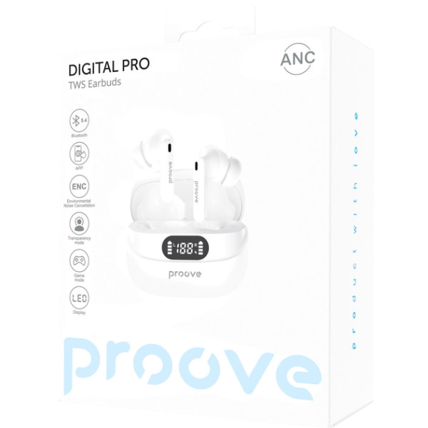 Безпроводные наушники Proove Digital Pro TWS with ANC (APP), White (TWAP54002202)