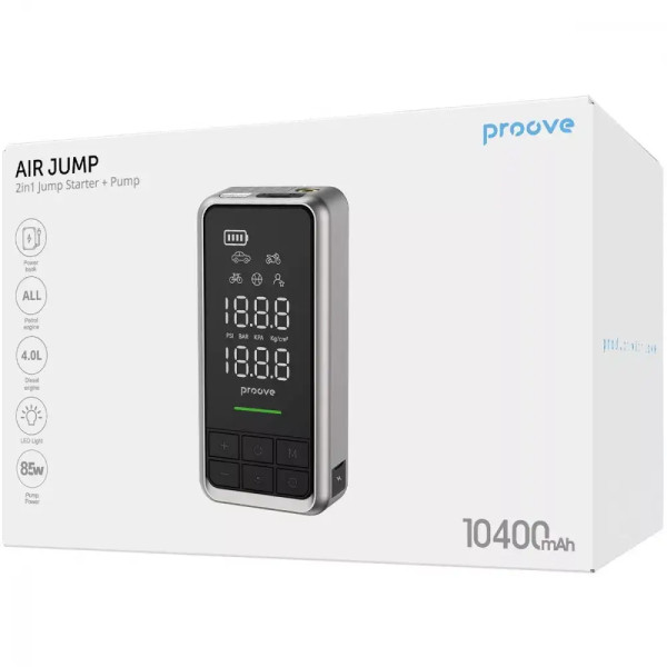 Пускозарядное устройство + насос Proove Air Jump 10400mAh 1000A, Gray