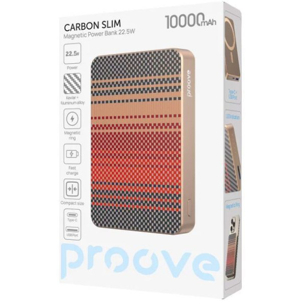 Внешний аккумулятор (павербанк) Proove Carbon Slim 22.5W 10000mAh, Glowrise (PBCS22110052)