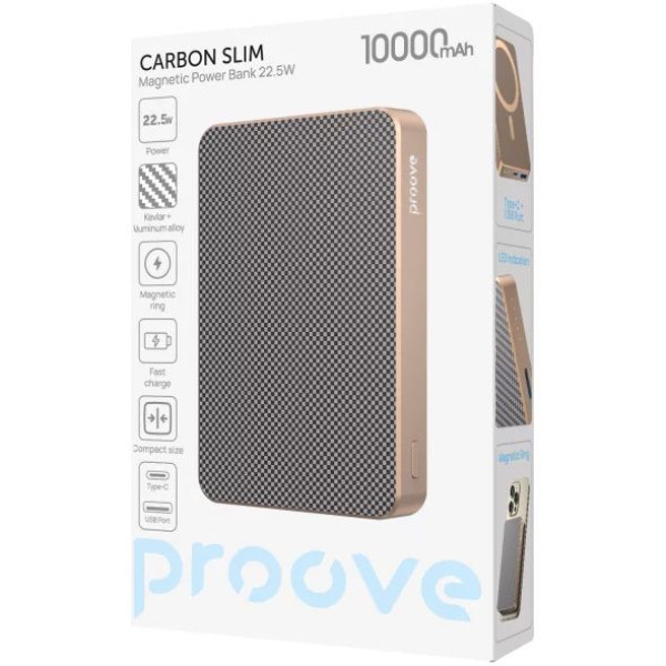 Внешний аккумулятор (павербанк) Proove Carbon Slim 22.5W 10000mAh, Sunflare (PBCS22110050)