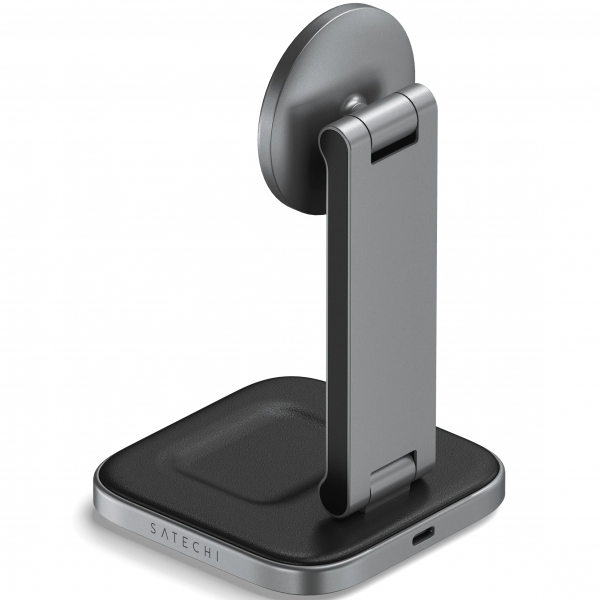 Беспроводная зарядка Satechi 2-in-1 Foldable Qi2 Wireless Charging Stand Space Gray (ST-Q21FM)