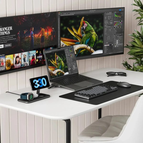 Бездротова зарядка Satechi Trio Qi2 Wireless Charging Pad Space Grey (ST-QTPM-EA)