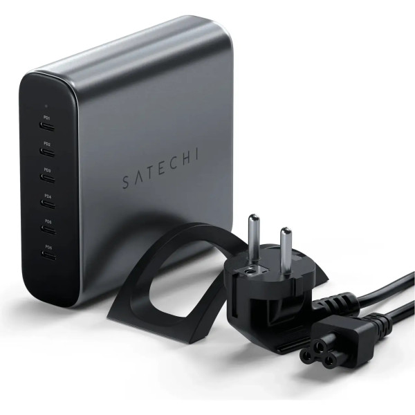 Сетевое зарядное устройство Satechi 200W USB-C 6-Port PD GaN Charger Space Gray (ST-C200GM-EU)