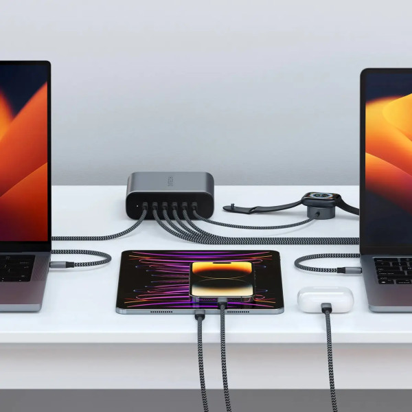 Сетевое зарядное устройство Satechi 200W USB-C 6-Port PD GaN Charger Space Gray (ST-C200GM-EU)