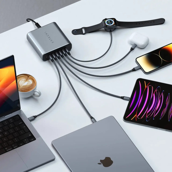 Сетевое зарядное устройство Satechi 200W USB-C 6-Port PD GaN Charger Space Gray (ST-C200GM-EU)