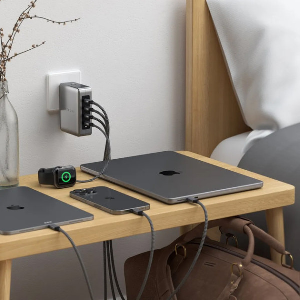 Мережевий зарядний пристрій Satechi 145W USB-C 4-Port PD GaN Travel Charger Space Gray (ST-W145GTM)