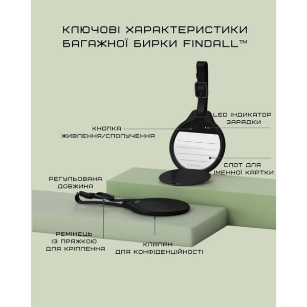 Багажна бирка-трекер Satechi Vegan Leather FindAll Luggage Tag Black (ST-LFALTK)