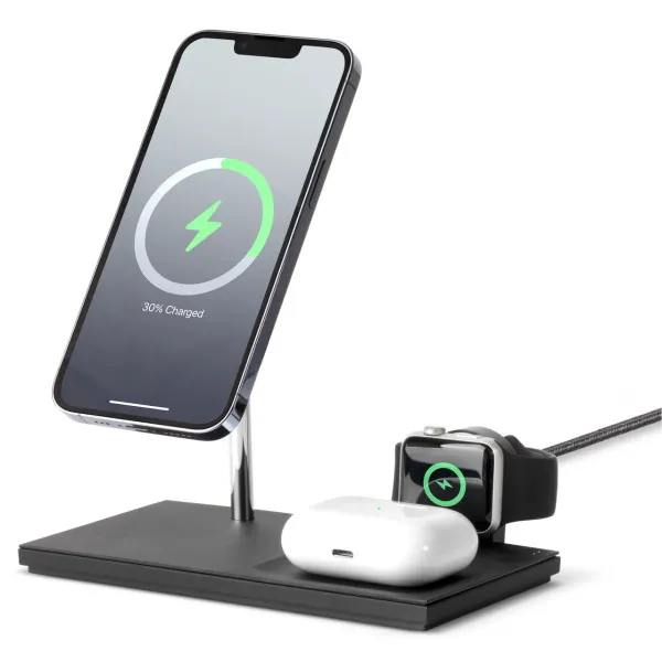 Беспроводная зарядка Native Union Snap 3-in-1 Magnetic Wireless Charger, Black (SNAP-3IN1-BLK-EU)