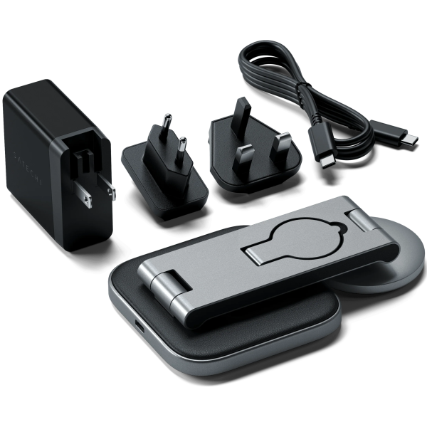 Беспроводная зарядка Satechi 3-in-1 Foldable Qi2 Wireless Charging Stand, Space Gray (ST-Q31FM-EA)