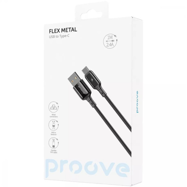 Кабель Proove Flex Metal Type-C 2.4A (1m), Black (CCFM20001201)