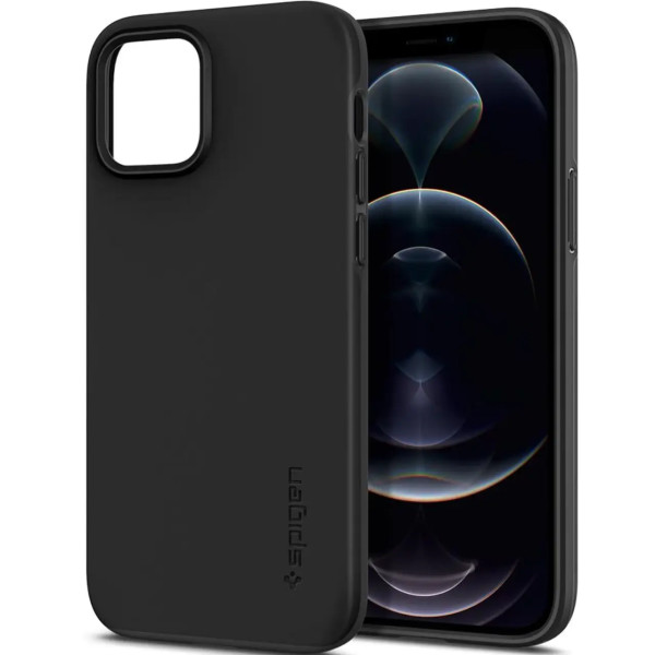 Чехол накладка Spigen Thin Fit Case for iPhone 12/12 Pro, Black (ACS01696)
