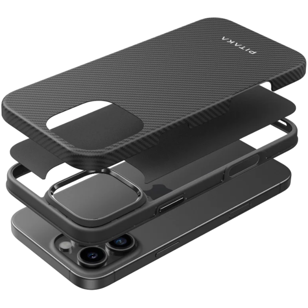 Чохол для смартфона Pitaka Military-Grade Protective Case Twill 600D for iPhone 16 Pro - Black/Grey (KI1601PPA)