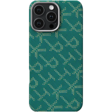 Чехол для смартфона Pitaka Tactile Woven Case Monogram for iPhone 16 Pro Max, Green/Gold (KI1601PTKP)