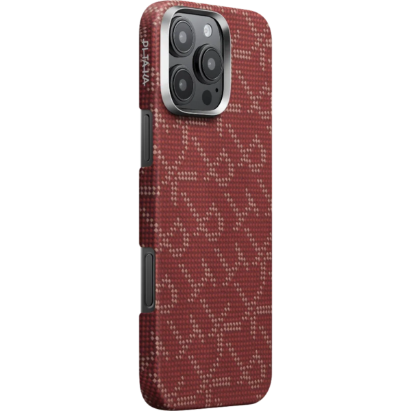Чехол для смартфона Pitaka Tactile Woven Case Monogram for iPhone 16 Pro Max, Red/Gold (KI1602PTKP)