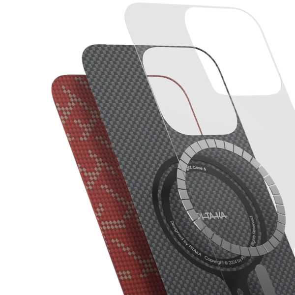 Чехол для смартфона Pitaka Tactile Woven Case Monogram for iPhone 16 Pro Max, Red/Gold (KI1602PTKP)