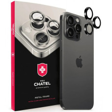 Защитное стекло для камеры NEU Chatel Metal Frame Lens Protector Glass for iPhone 16 Pro/16 Pro Max, Black