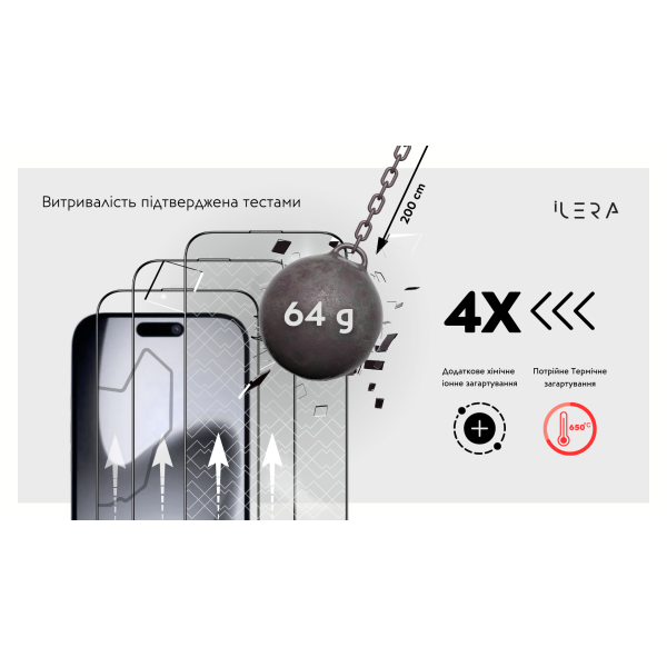 Защитное стекло для телефона iLera Sapphire Ultra Glass 2.0 for iPhone 17 Pro Max