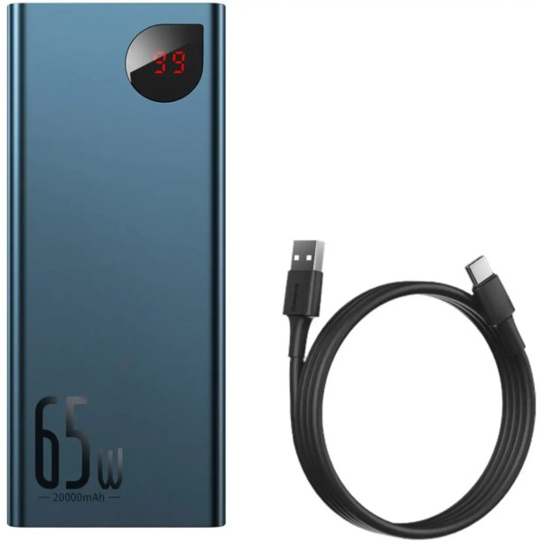 Внешний аккумулятор (павербанк) Baseus Adaman Metal Digital Display Quick Charge Power Bank 65W 20000mAh Blue (PPIMDA-D03)