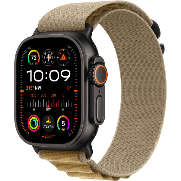Смарт-часы Apple Watch Ultra 2 GPS + Cellular 49mm Black Titanium Case with Tan Alpine Loop - S (MYTF3, MYQ03)