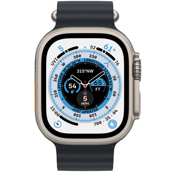Б/У Смарт-годинник Apple Watch Ultra GPS + Cellular 49mm Titanium Case with Midnight Ocean Band (MQET3/MQFK3)