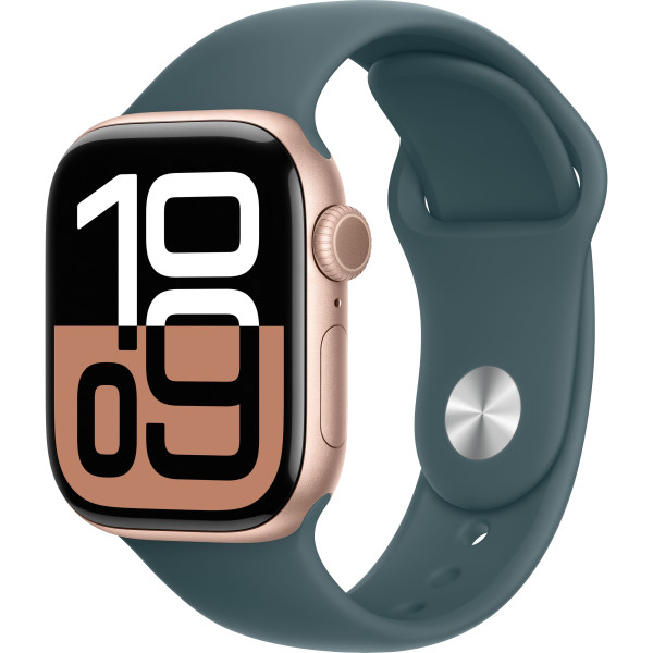 Смарт-годинник Apple Watch Series 10 GPS 46mm Rose Gold Alu. Case w. Lake Green Sport Band - S/M