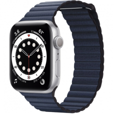 Смарт-часы Apple Watch Series 6 44mm Silver Aluminum Case with Diver Blue Leather Loop (M02D3) (Open Box)