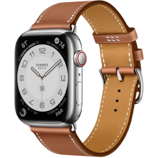 Смарт-часы Apple Watch Hermes Series 7 LTE 41mm Silver S. Steel Case w. Gold Single Tour (MKHN3)