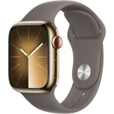 Смарт-часы Apple Watch Series 9 GPS + Cellular 41mm Gold S. Steel Case w. Clay S. Band - S/M (MRJ53)